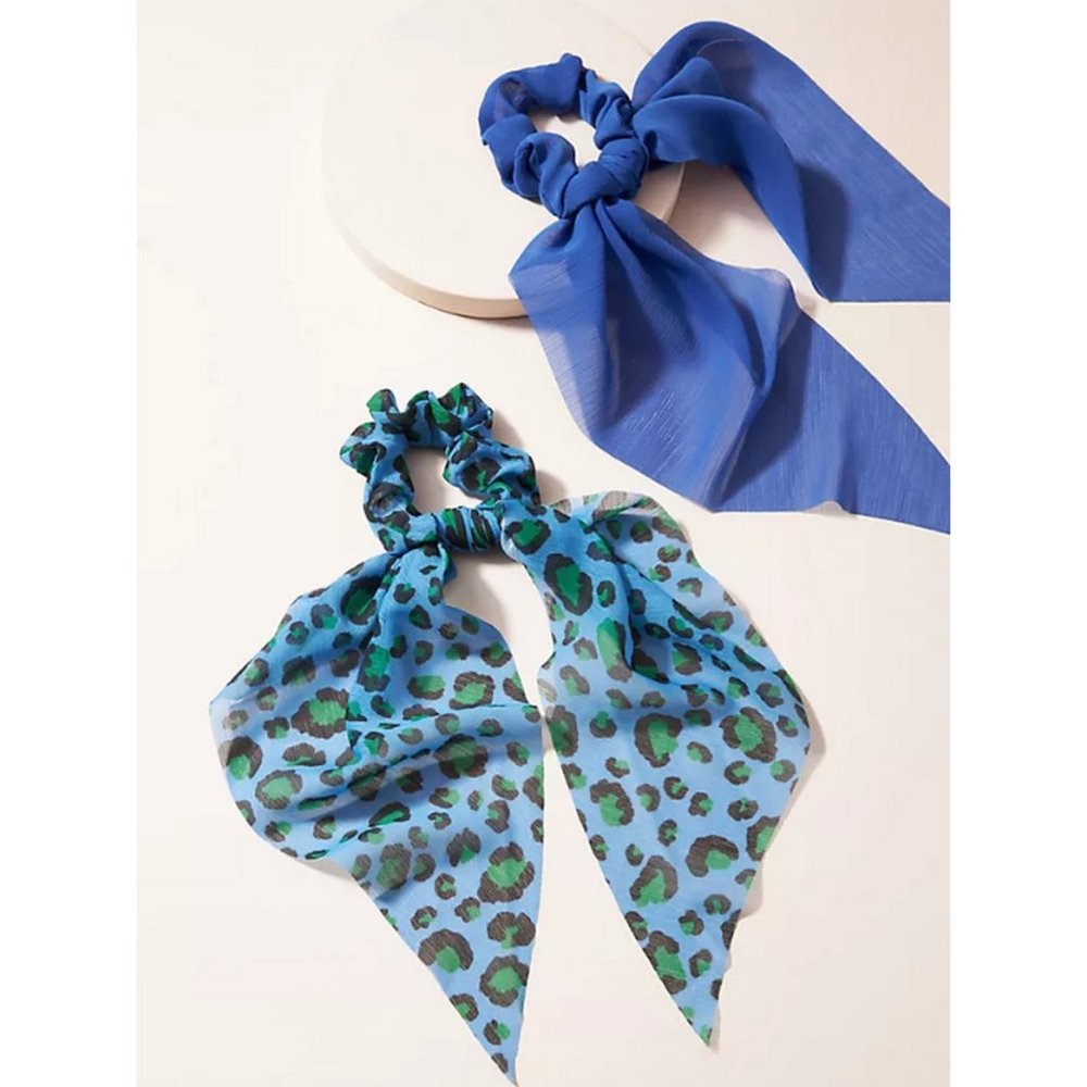 💙 NEW Anthropologie Stephanie Scarf Scrunchie Set of 2